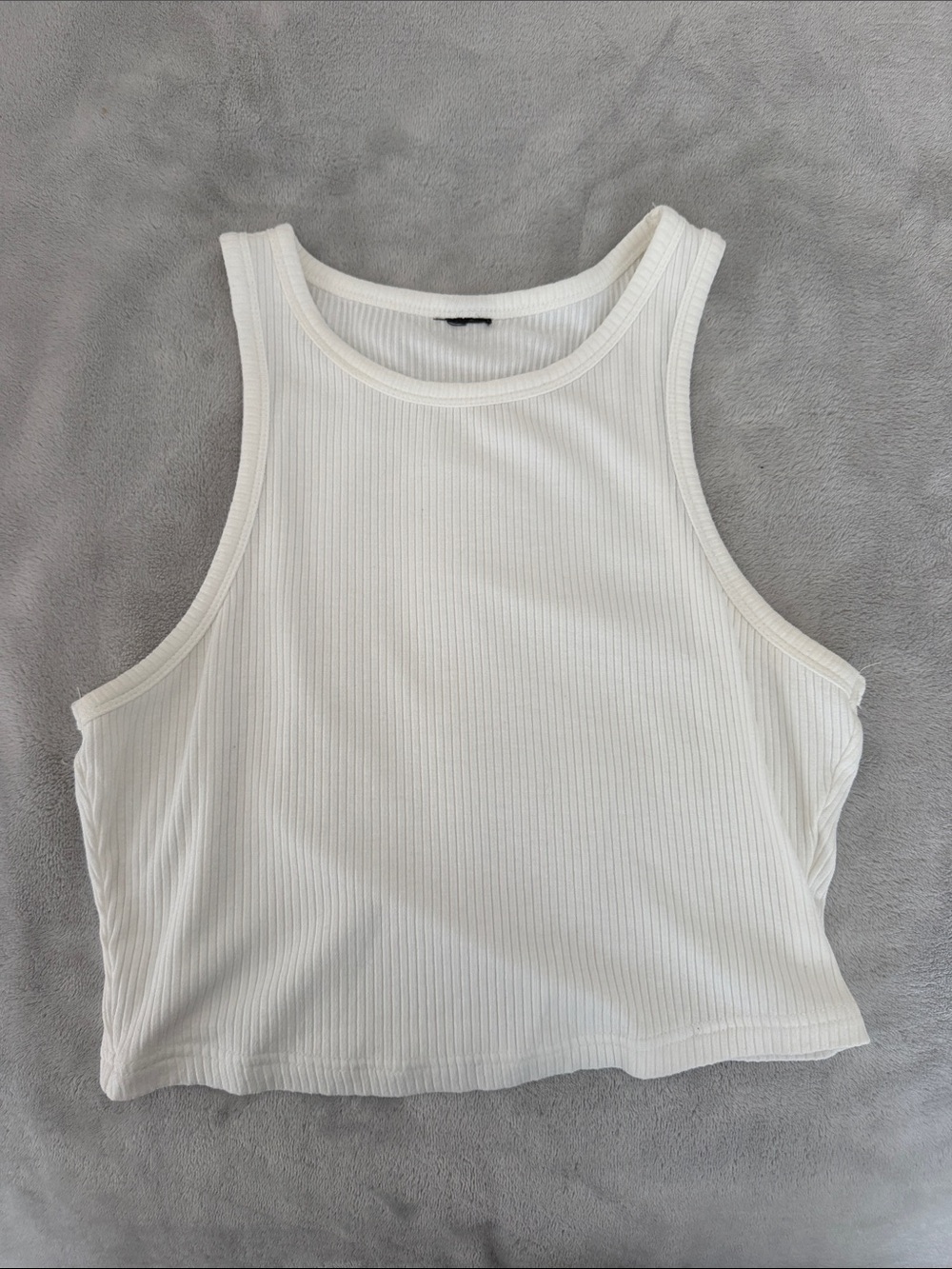 Fitted Women’s White Ribbed Tank Top - Classic Crop